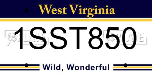 1SST850 West Virginia License Plate