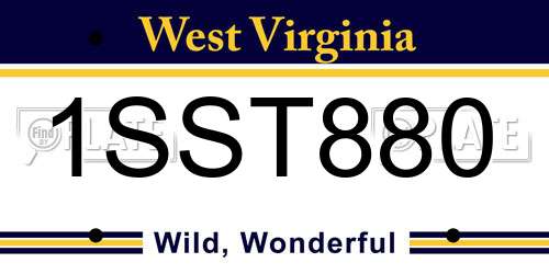 1SST880 West Virginia License Plate