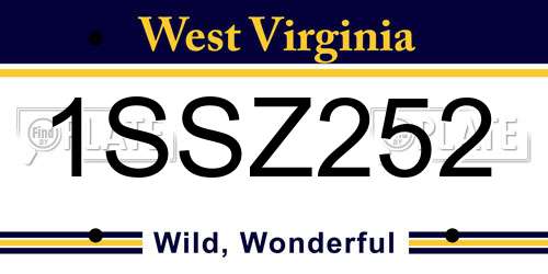 1SSZ252 West Virginia License Plate