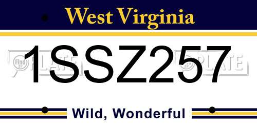 1SSZ257 West Virginia License Plate