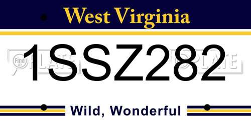 1SSZ282 West Virginia License Plate