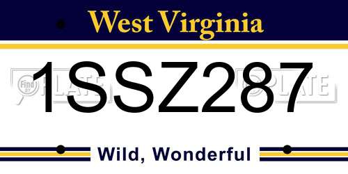 1SSZ287 West Virginia License Plate