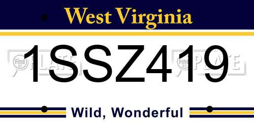 1SSZ419 West Virginia License Plate