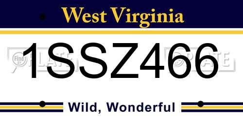 1SSZ466 West Virginia License Plate