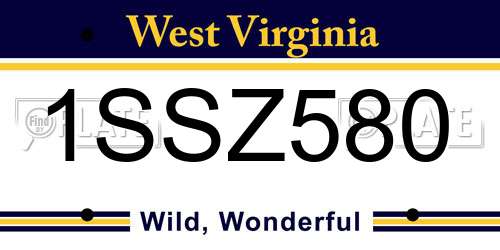 1SSZ580 West Virginia License Plate