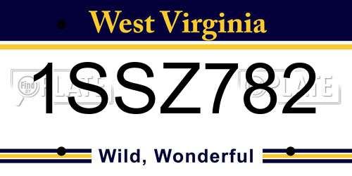 1SSZ782 West Virginia License Plate