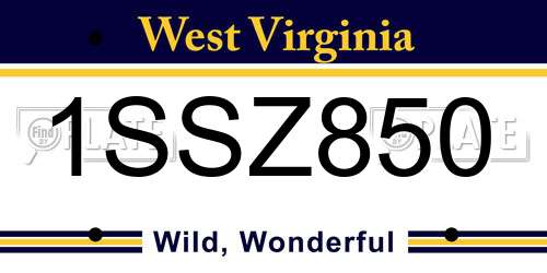 1SSZ850 West Virginia License Plate