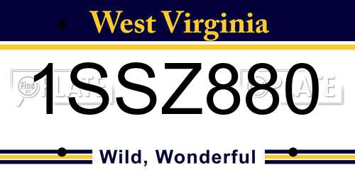 1SSZ880 West Virginia License Plate