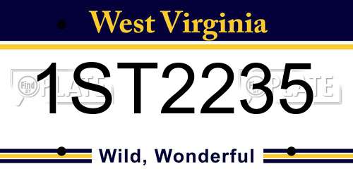1ST2235 West Virginia License Plate
