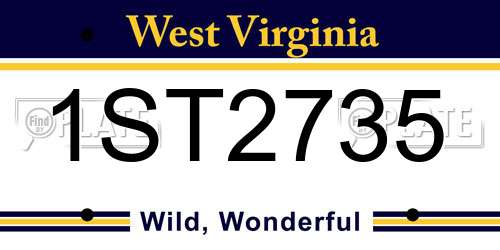 1ST2735 West Virginia License Plate