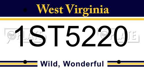 1ST5220 West Virginia License Plate