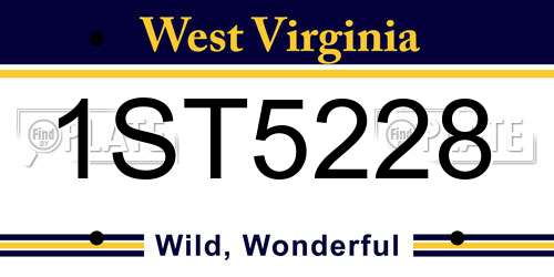 1ST5228 West Virginia License Plate