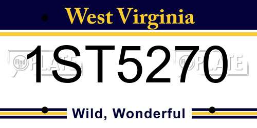 1ST5270 West Virginia License Plate