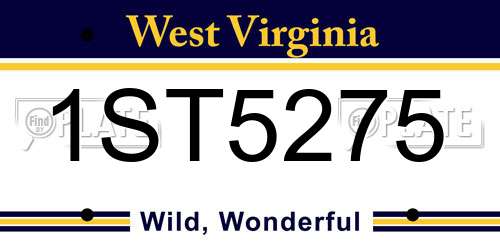 1ST5275 West Virginia License Plate
