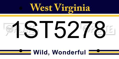 1ST5278 West Virginia License Plate