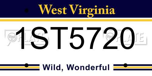 1ST5720 West Virginia License Plate