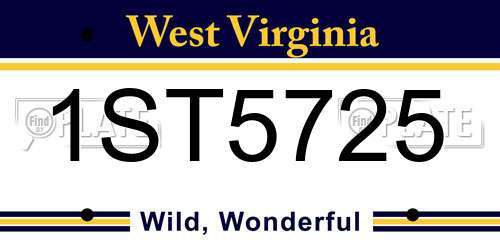 1ST5725 West Virginia License Plate