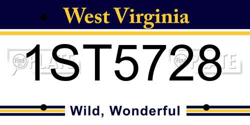 1ST5728 West Virginia License Plate