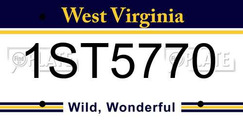1ST5770 West Virginia License Plate