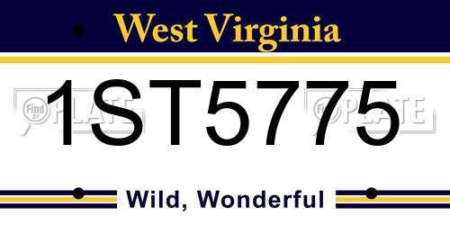 1ST5775 West Virginia License Plate