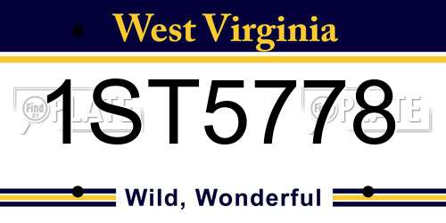 1ST5778 West Virginia License Plate
