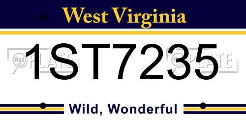 1ST7235 West Virginia License Plate