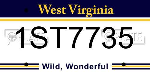 1ST7735 West Virginia License Plate