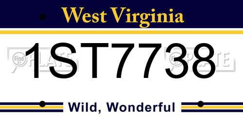 1ST7738 West Virginia License Plate