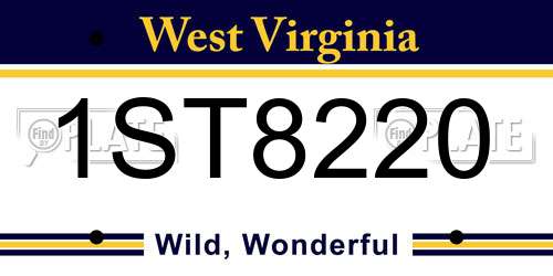 1ST8220 West Virginia License Plate