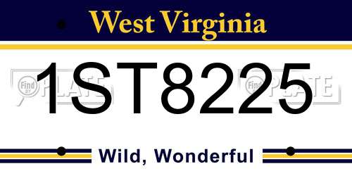 1ST8225 West Virginia License Plate