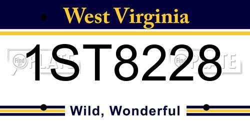 1ST8228 West Virginia License Plate
