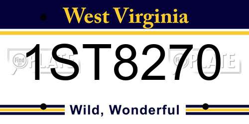1ST8270 West Virginia License Plate