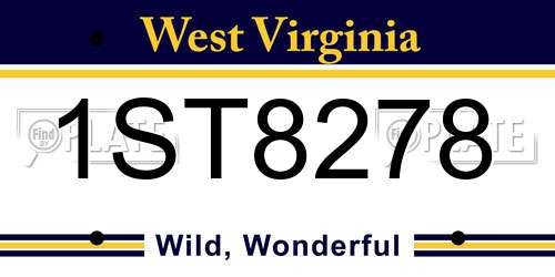 1ST8278 West Virginia License Plate