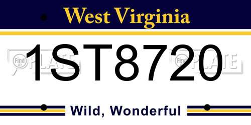 1ST8720 West Virginia License Plate