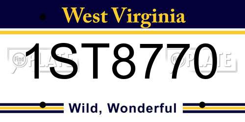 1ST8770 West Virginia License Plate