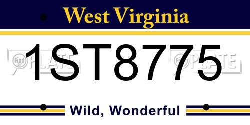 1ST8775 West Virginia License Plate