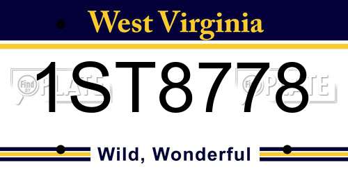 1ST8778 West Virginia License Plate