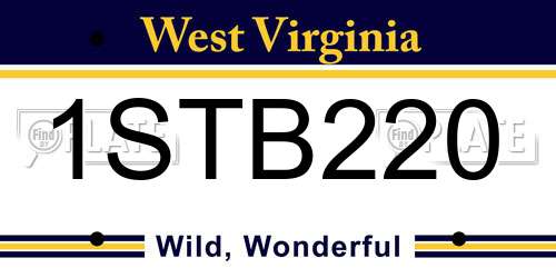 1STB220 West Virginia License Plate