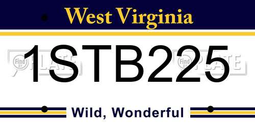 1STB225 West Virginia License Plate