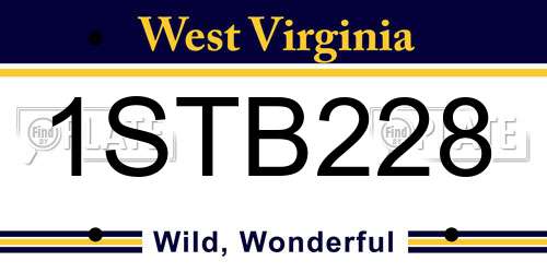 1STB228 West Virginia License Plate
