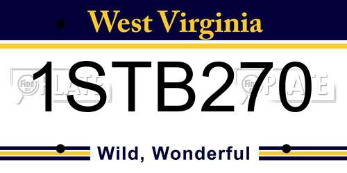 1STB270 West Virginia License Plate