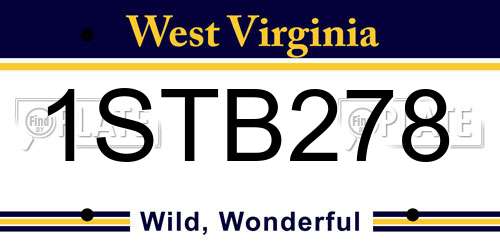1STB278 West Virginia License Plate