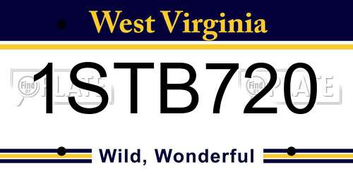 1STB720 West Virginia License Plate