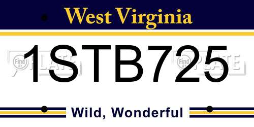 1STB725 West Virginia License Plate