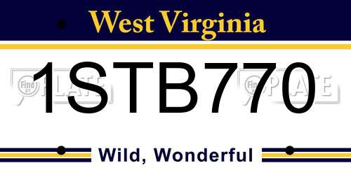 1STB770 West Virginia License Plate