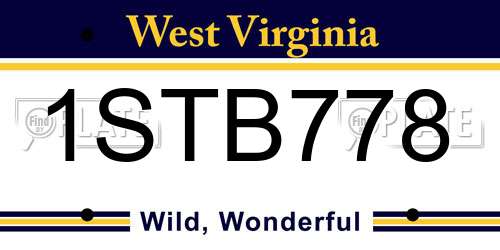 1STB778 West Virginia License Plate