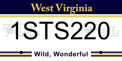 1STS220 West Virginia License Plate