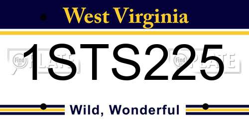 1STS225 West Virginia License Plate