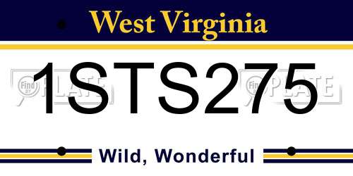 1STS275 West Virginia License Plate