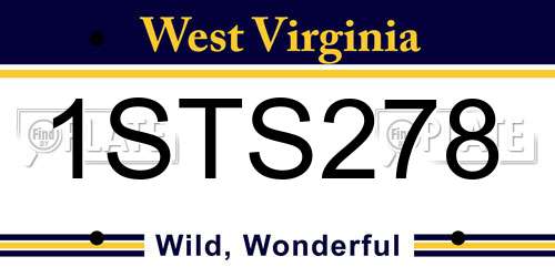 1STS278 West Virginia License Plate